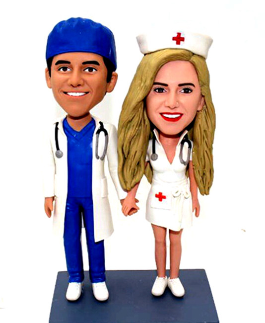 Personalized cake topper doctor groom and nurse bride wedding cake toppers